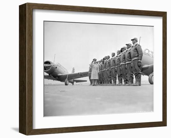 Major James Ellison Reviews First Class of Tuskegee Airmen-null-Framed Photo