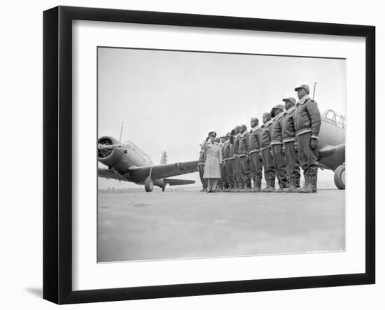 Major James Ellison Reviews First Class of Tuskegee Airmen-null-Framed Photo