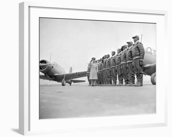 Major James Ellison Reviews First Class of Tuskegee Airmen-null-Framed Photo