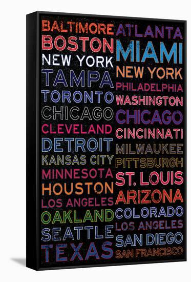 Major League Baseball Cities Colorful-null-Framed Stretched Canvas