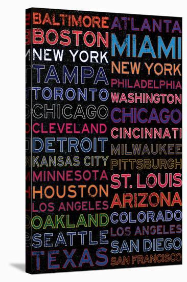 Major League Baseball Cities Colorful-null-Stretched Canvas