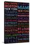 Major League Baseball Cities Colorful-null-Stretched Canvas