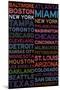 Major League Baseball Cities Colorful-null-Mounted Poster