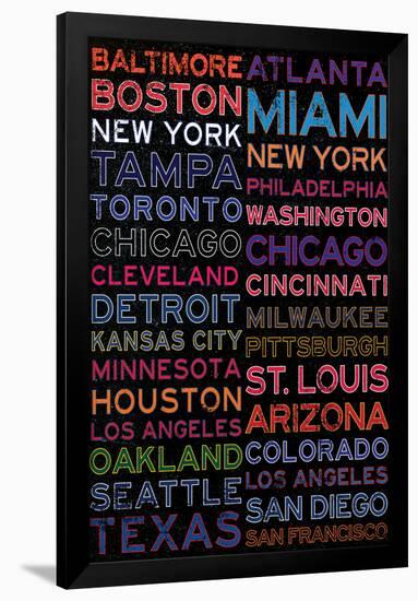 Major League Baseball Cities Colorful-null-Framed Poster