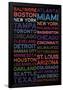 Major League Baseball Cities Colorful-null-Framed Poster