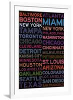 Major League Baseball Cities Colorful-null-Framed Art Print