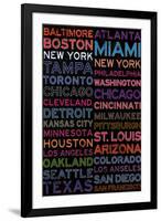 Major League Baseball Cities Colorful-null-Framed Art Print