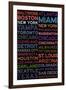 Major League Baseball Cities Colorful-null-Framed Art Print