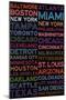 Major League Baseball Cities Colorful-null-Mounted Art Print