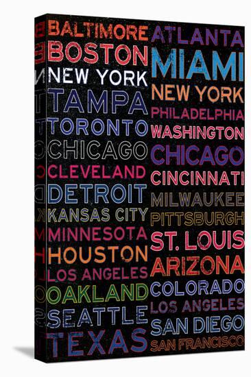 Major League Baseball Cities Colorful-null-Stretched Canvas