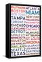 Major League Baseball Cities on White-null-Framed Stretched Canvas