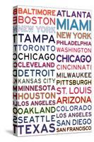 Major League Baseball Cities on White-null-Stretched Canvas