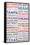 Major League Baseball Cities on White-null-Framed Stretched Canvas