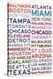 Major League Baseball Cities on White-null-Stretched Canvas