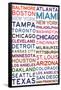 Major League Baseball Cities on White-null-Framed Poster