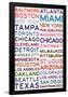 Major League Baseball Cities on White-null-Framed Poster