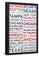 Major League Baseball Cities on White-null-Framed Poster