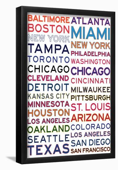 Major League Baseball Cities on White-null-Framed Poster