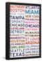 Major League Baseball Cities on White-null-Framed Poster