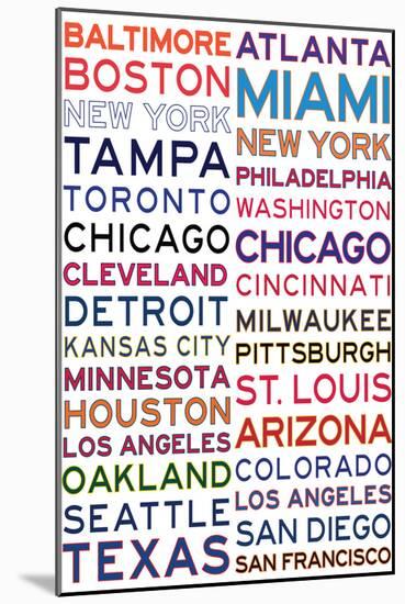 Major League Baseball Cities on White-null-Mounted Poster