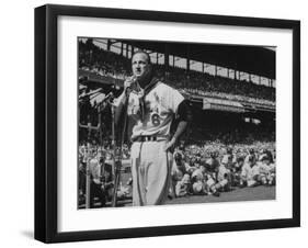 Major League Baseball Player, Stan Musial, Announcing His Retirement from Baseball-null-Framed Premium Photographic Print