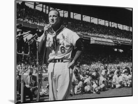 Major League Baseball Player, Stan Musial, Announcing His Retirement from Baseball-null-Mounted Premium Photographic Print