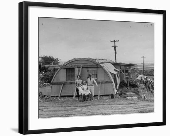 Major Sidney Shelley and His Family Living in a "Typhoonized" Quonset Hut-Carl Mydans-Framed Photographic Print