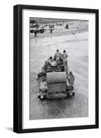 Major Woods of the Oc 'A' Squadron and His Tank Wading Ashore on to King Beach-null-Framed Photographic Print