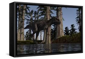 Majungasaurus Hunting for Food in a Prehistoric Environment-null-Framed Stretched Canvas
