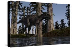 Majungasaurus Hunting for Food in a Prehistoric Environment-null-Stretched Canvas