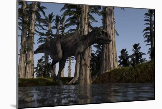 Majungasaurus Hunting for Food in a Prehistoric Environment-null-Mounted Premium Giclee Print