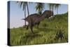 Majungasaurus Running across a Grassy Field-null-Stretched Canvas