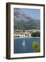 Makarska Harbour with Yacht and Mountains Behind, Dalmatian Coast, Croatia, Europe-John Miller-Framed Photographic Print