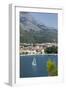 Makarska Harbour with Yacht and Mountains Behind, Dalmatian Coast, Croatia, Europe-John Miller-Framed Photographic Print