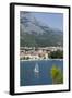 Makarska Harbour with Yacht and Mountains Behind, Dalmatian Coast, Croatia, Europe-John Miller-Framed Photographic Print