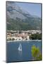 Makarska Harbour with Yacht and Mountains Behind, Dalmatian Coast, Croatia, Europe-John Miller-Mounted Photographic Print