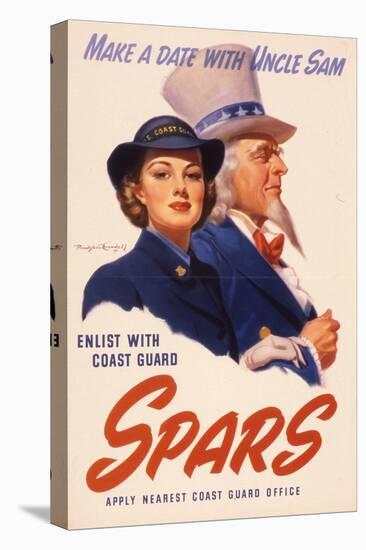Make a Date with Uncle Sam. Enlist with Coast Guard Spars, US Coast Guard Women's Reserve Poster-null-Stretched Canvas