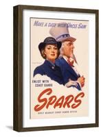 Make a Date with Uncle Sam. Enlist with Coast Guard Spars, US Coast Guard Women's Reserve Poster-null-Framed Premium Giclee Print
