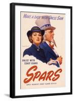 Make a Date with Uncle Sam. Enlist with Coast Guard Spars, US Coast Guard Women's Reserve Poster-null-Framed Giclee Print