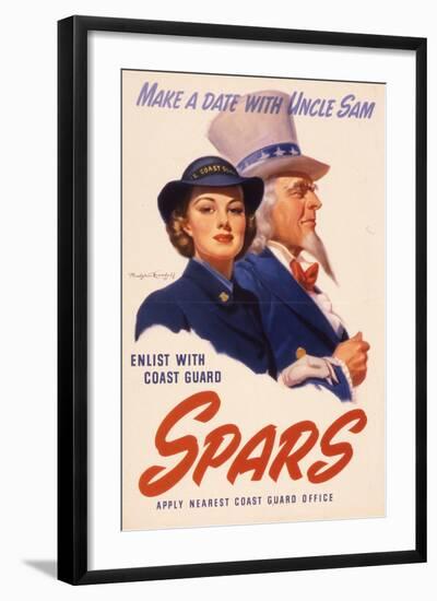 Make a Date with Uncle Sam. Enlist with Coast Guard Spars, US Coast Guard Women's Reserve Poster-null-Framed Giclee Print