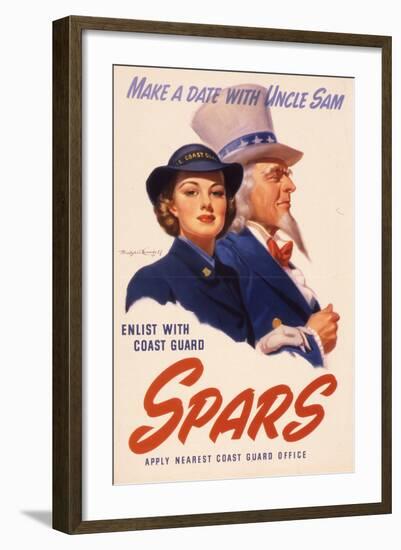 Make a Date with Uncle Sam. Enlist with Coast Guard Spars, US Coast Guard Women's Reserve Poster-null-Framed Giclee Print