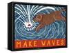 Make Waves Choc Wbanner-Stephen Huneck-Framed Stretched Canvas