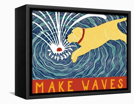 Make Waves Yellow Wbanner-Stephen Huneck-Framed Stretched Canvas
