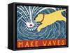 Make Waves Yellow Wbanner-Stephen Huneck-Framed Stretched Canvas