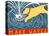 Make Waves Yellow Wbanner-Stephen Huneck-Stretched Canvas