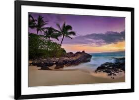 Makena Beach State Park with View towards Molokini Island, Island of Maui, Hawaii, USA-null-Framed Premium Giclee Print