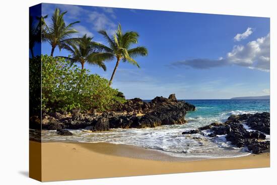 Makena Beach State Park with View towards Molokini Island, Island of Maui, Hawaii, USA-null-Stretched Canvas