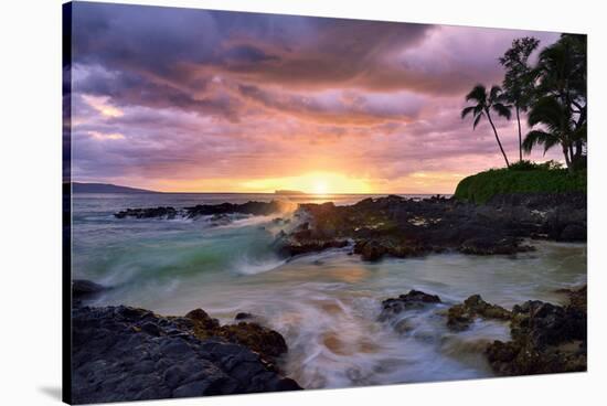 Makena Beach State Park with View towards Molokini Island, Island of Maui, Hawaii, USA-null-Stretched Canvas