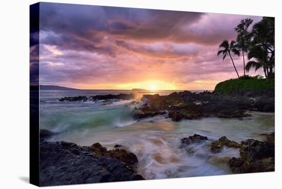 Makena Beach State Park with View towards Molokini Island, Island of Maui, Hawaii, USA-null-Stretched Canvas