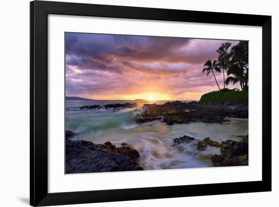 Makena Beach State Park with View towards Molokini Island, Island of Maui, Hawaii, USA-null-Framed Art Print